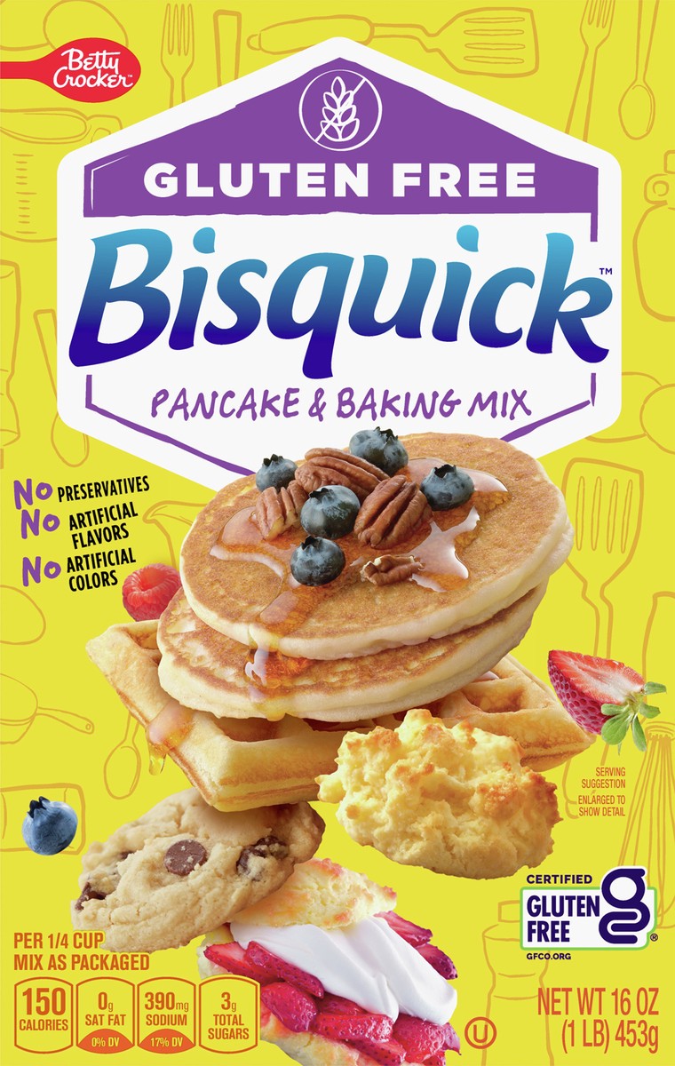 slide 8 of 9, Bisquick Betty Crocker Bisquick Pancake & Baking Mix, Gluten Free, 16 oz., 16 oz