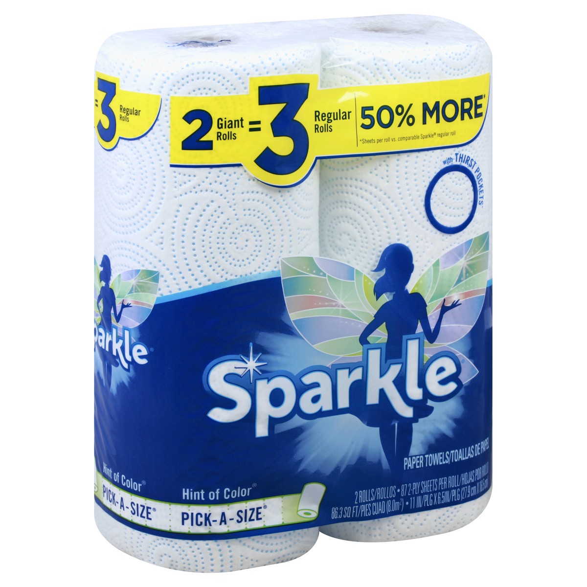 slide 2 of 8, Sparkle Giant Pick-a-size Hint of Color Paper Towels, 114.43 ft