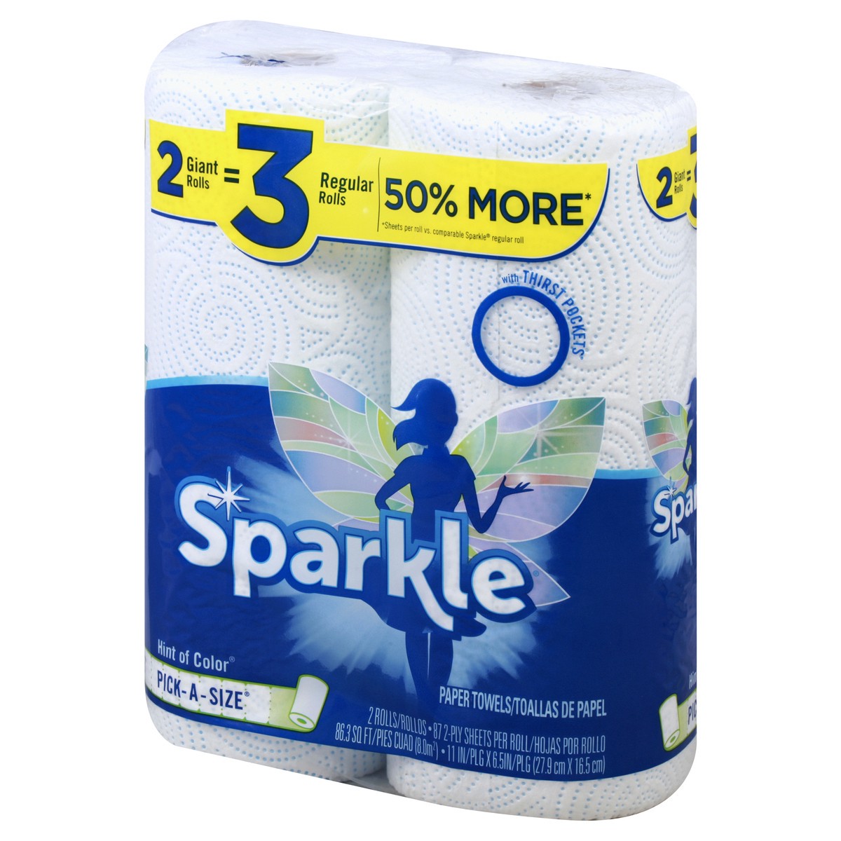 slide 3 of 8, Sparkle Giant Pick-a-size Hint of Color Paper Towels, 114.43 ft