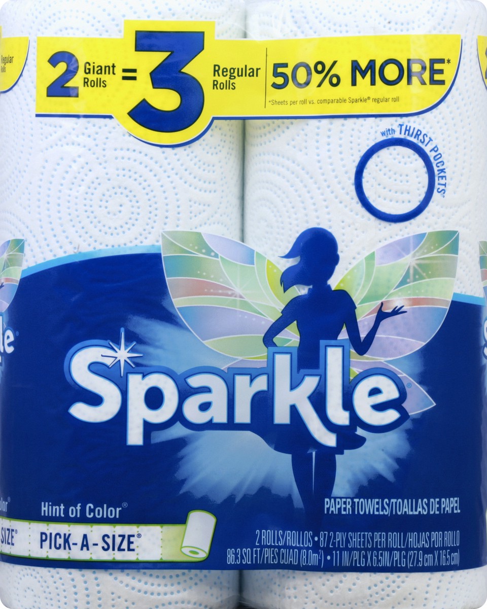 slide 7 of 8, Sparkle Giant Pick-a-size Hint of Color Paper Towels, 114.43 ft