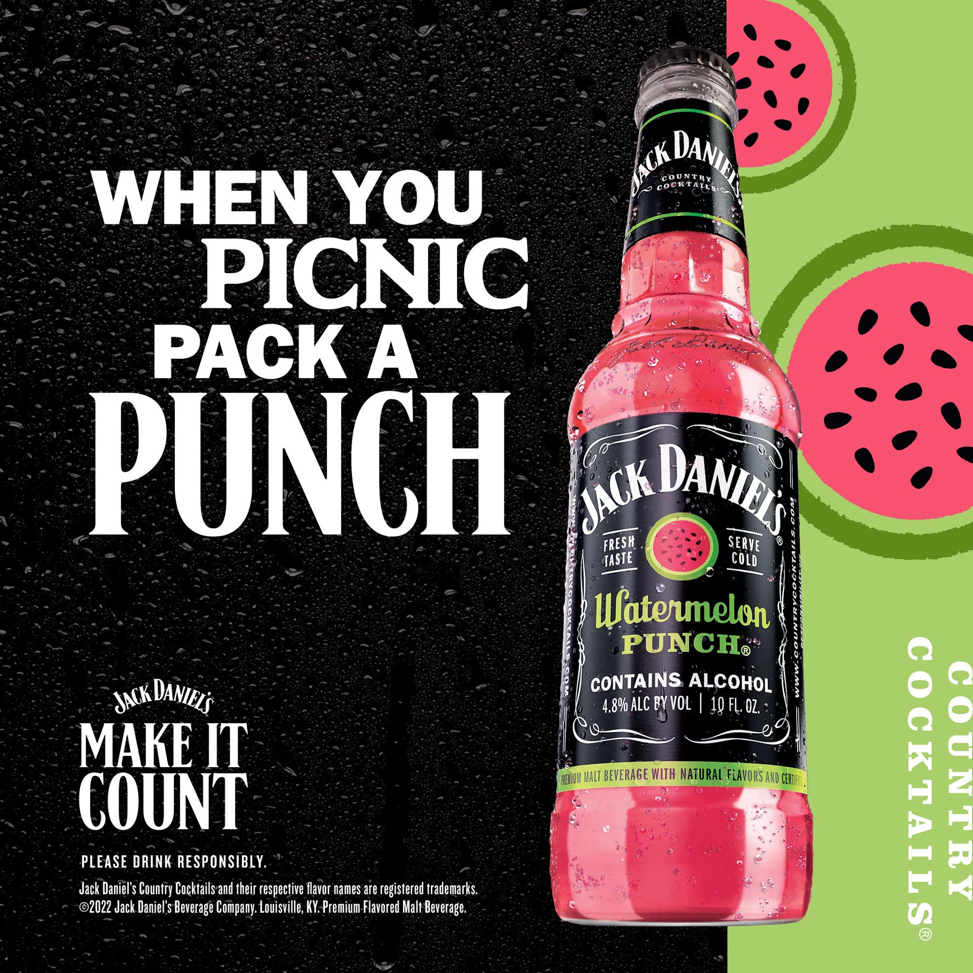 slide 2 of 6, Jack Daniel's Watermelon Punch Country Cocktails 23.5 fl oz, 5 oz