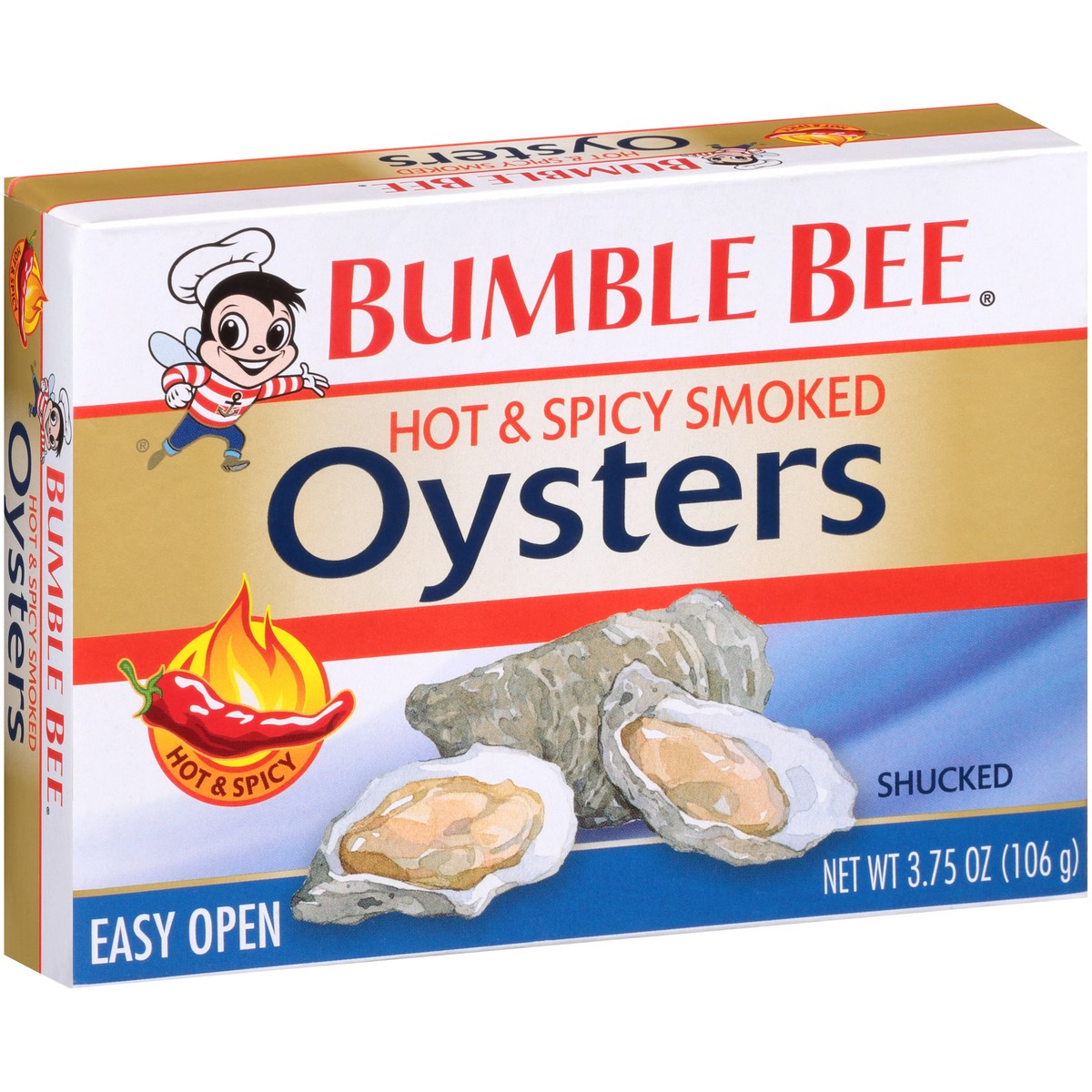slide 2 of 11, Bumble Bee Hot and Spicy Smoked Oysters, 3.75 oz