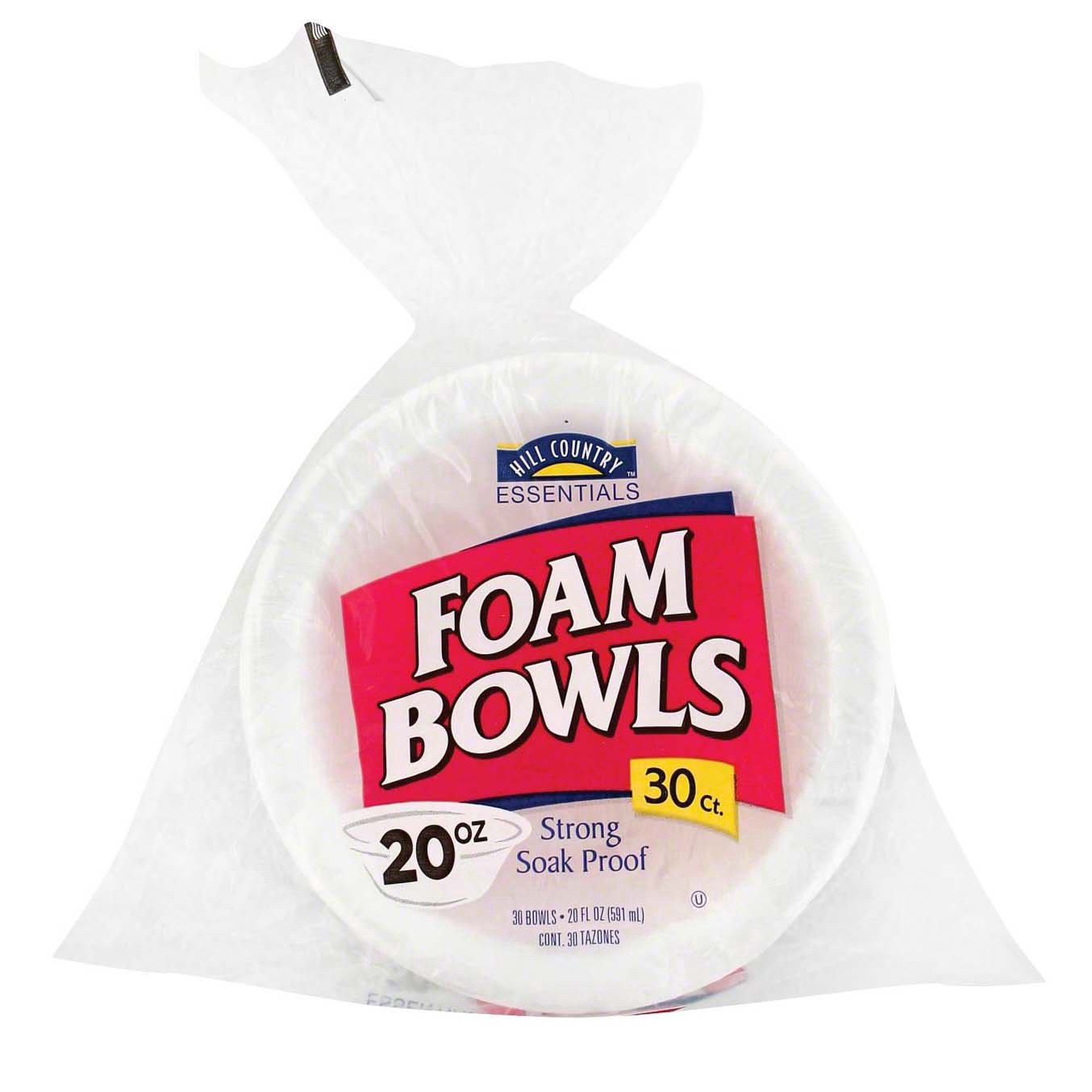 slide 1 of 1, Hill Country Fare 20 OZ Foam Bowls, 30 ct