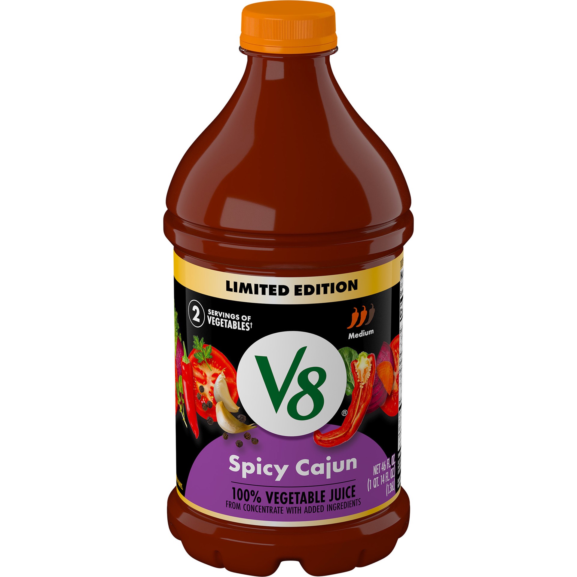slide 1 of 11, V8 Spicy Cajun 100% Vegetable Juice, 46 fl oz, 46 fl oz