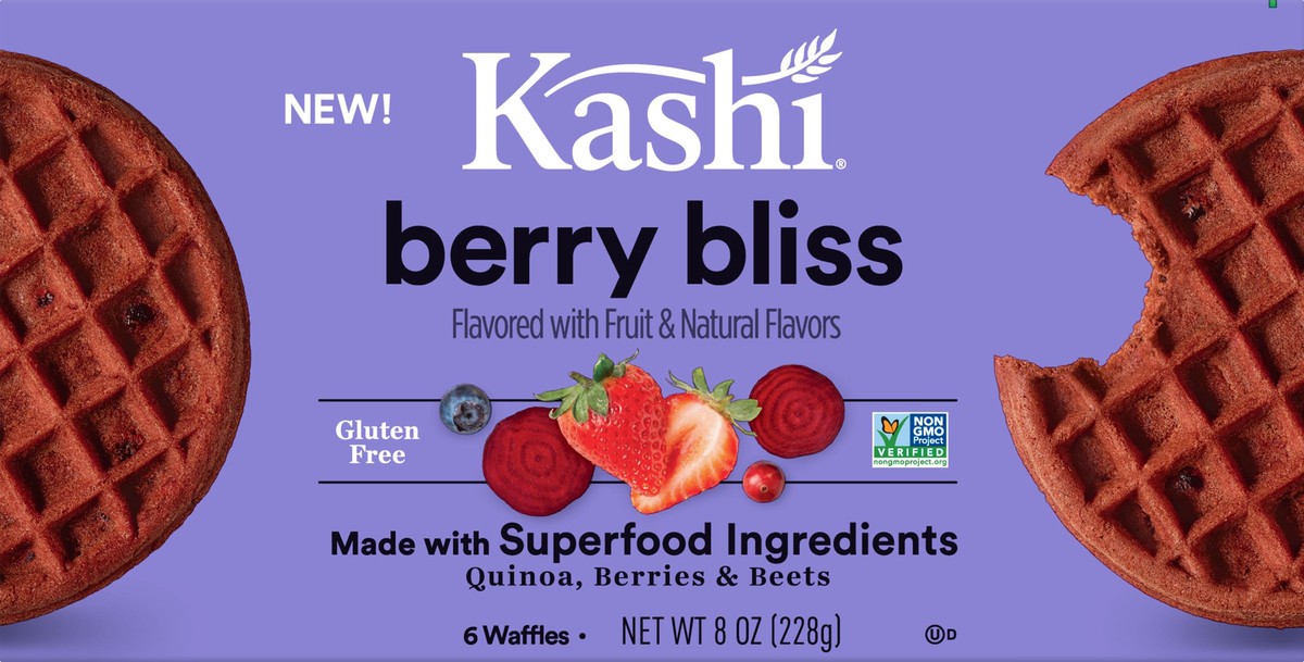 slide 1 of 10, Kashi Frozen Waffles Berry Bliss, 8 oz, 6 Count, 8 oz