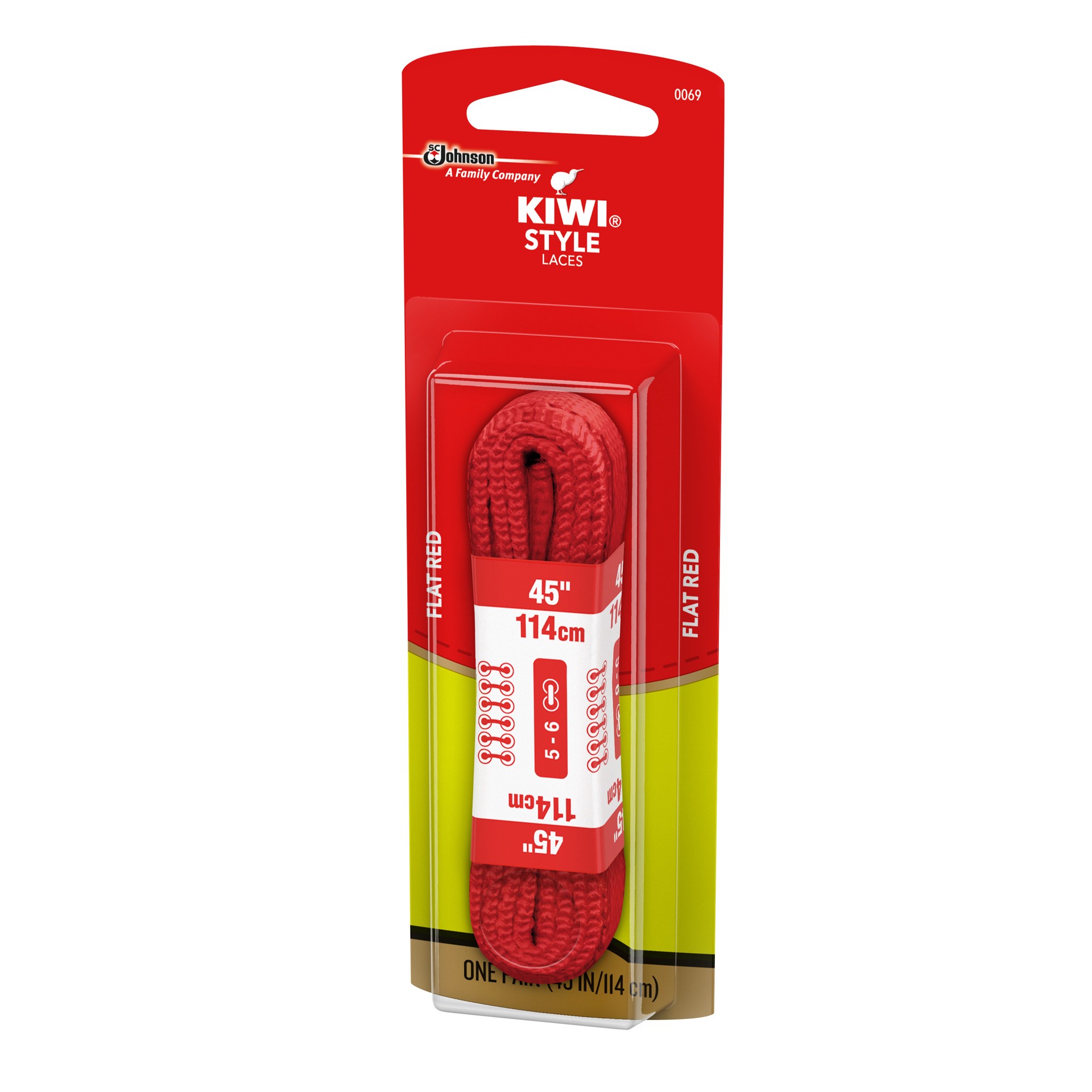 slide 2 of 4, KIWI Flat Laces, Red, 45 in, 1 pair, 1 ct