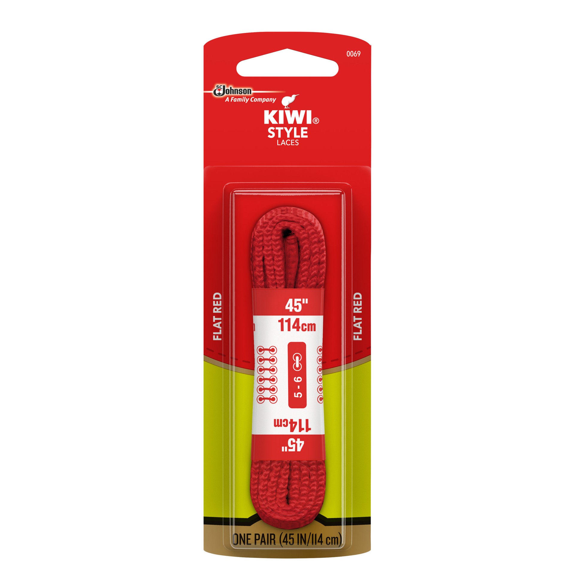 slide 1 of 4, KIWI Flat Laces, Red, 45 in, 1 pair, 1 ct