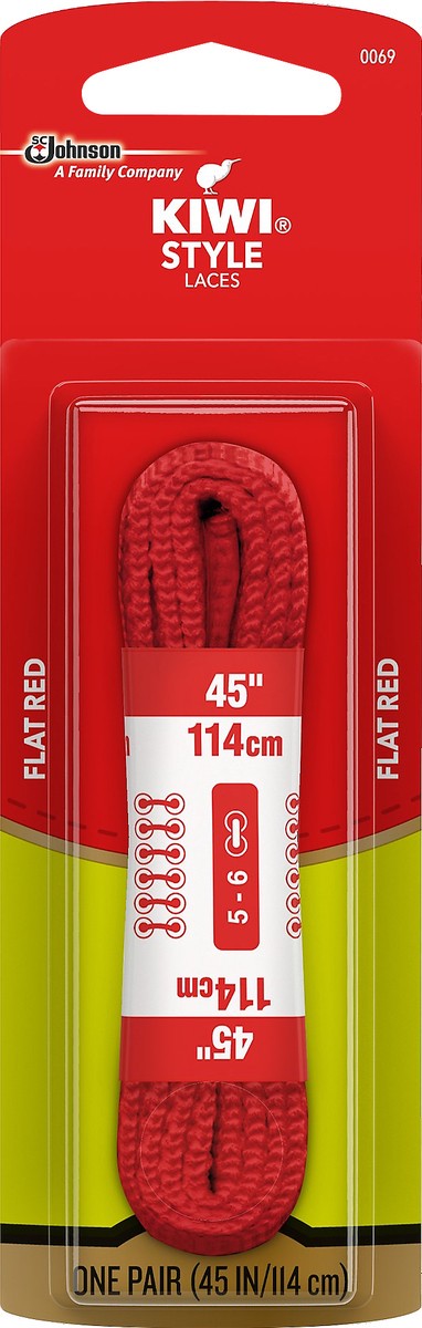 slide 1 of 4, KIWI Flat Laces, Red, 45 in, 1 pair, 1 ct