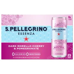 S.Pellegrino S. PELLEGRINO Essenza Dark Morello Cherry & Pomegranate Flavored Mineral Water with Natural CO2 Added, 8 Pack of 11.15 Fl Oz Cans 89.2 fl oz.