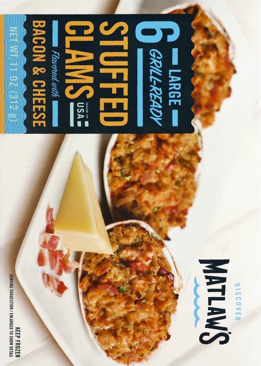 slide 5 of 5, Matlaw's Grill Ready New England Style Stuffed Clams, 6 ct; 11 oz