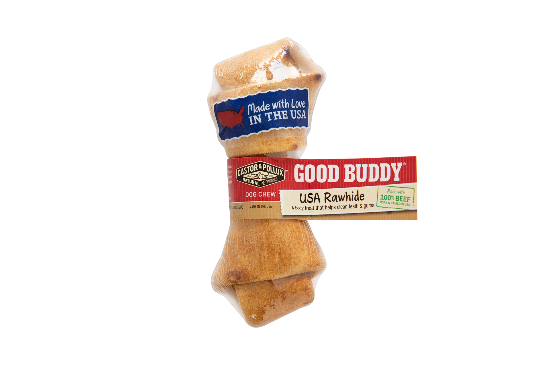 slide 1 of 1, Castor & Pollux Good Buddy Dog Treat - Rawhide Bone With Natural Chicken Flavor, 4-5" Bone - 8 oz Bag, 1 count, 1 ct