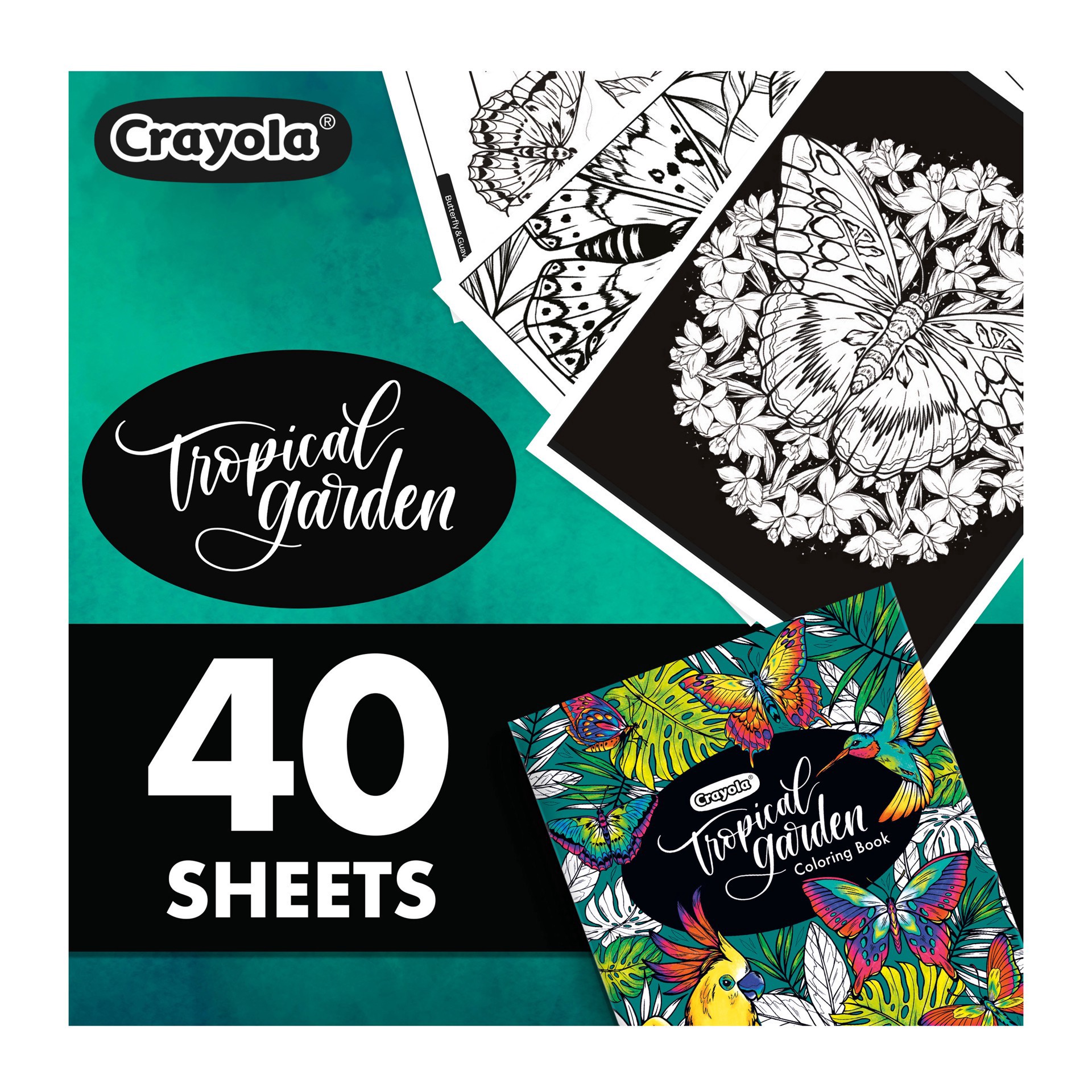 slide 3 of 4, Crayola Tropical Garden Coloring Book, Adult Coloring Gift, 40 Pages, 1 ct