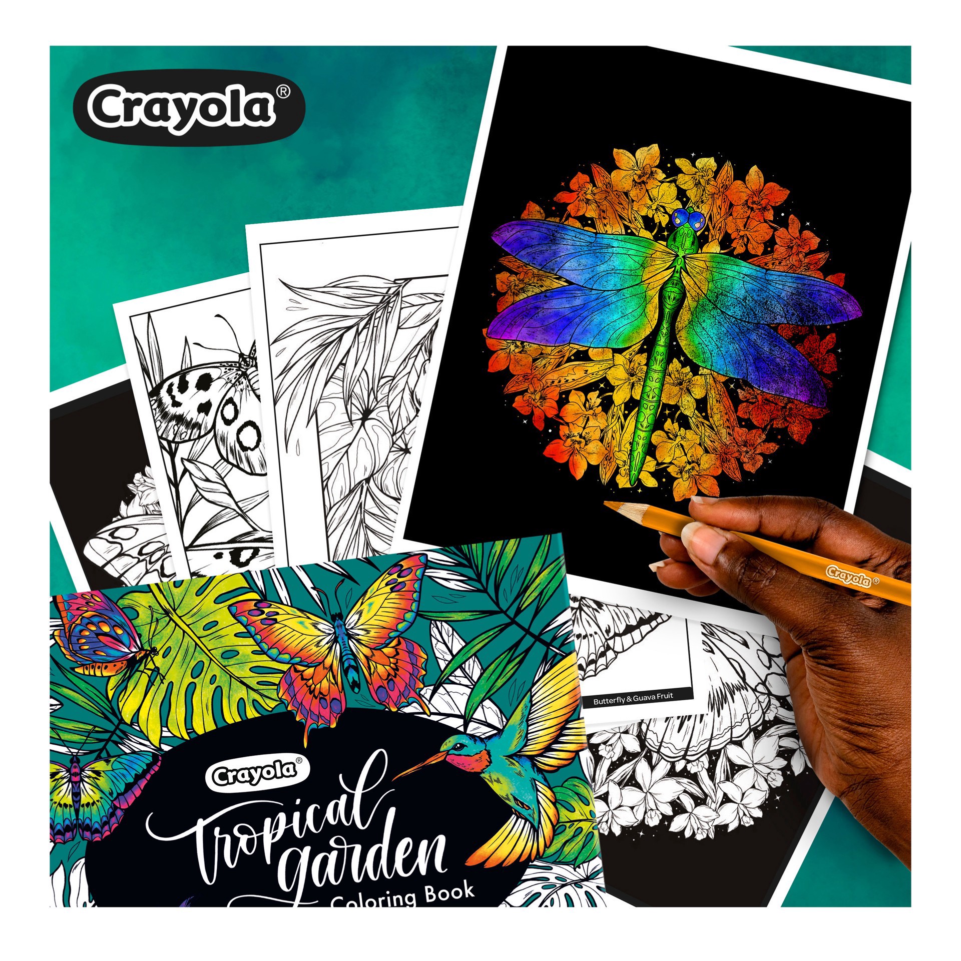 slide 4 of 4, Crayola Tropical Garden Coloring Book, Adult Coloring Gift, 40 Pages, 1 ct