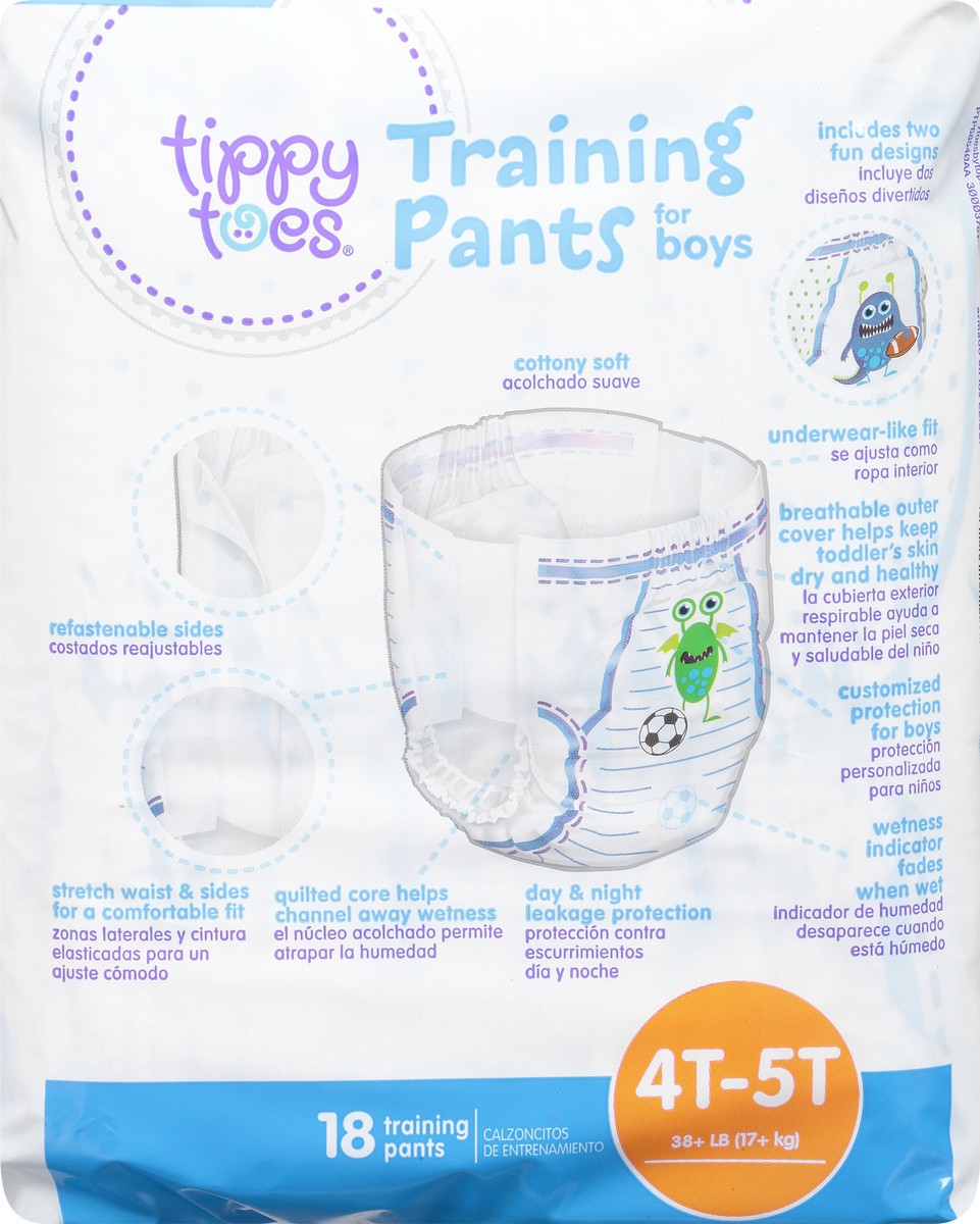 slide 8 of 9, Tippy Toes 4T-5T (38+ lb) Training Pants for Boys 18 Each, 18 ct
