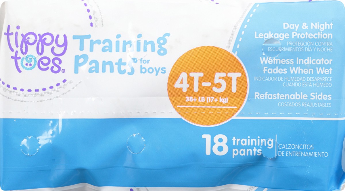 slide 6 of 9, Tippy Toes 4T-5T (38+ lb) Training Pants for Boys 18 Each, 18 ct