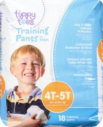 Tippy Toes 4T-5T (38+ lb) Training Pants for Boys 18 Each