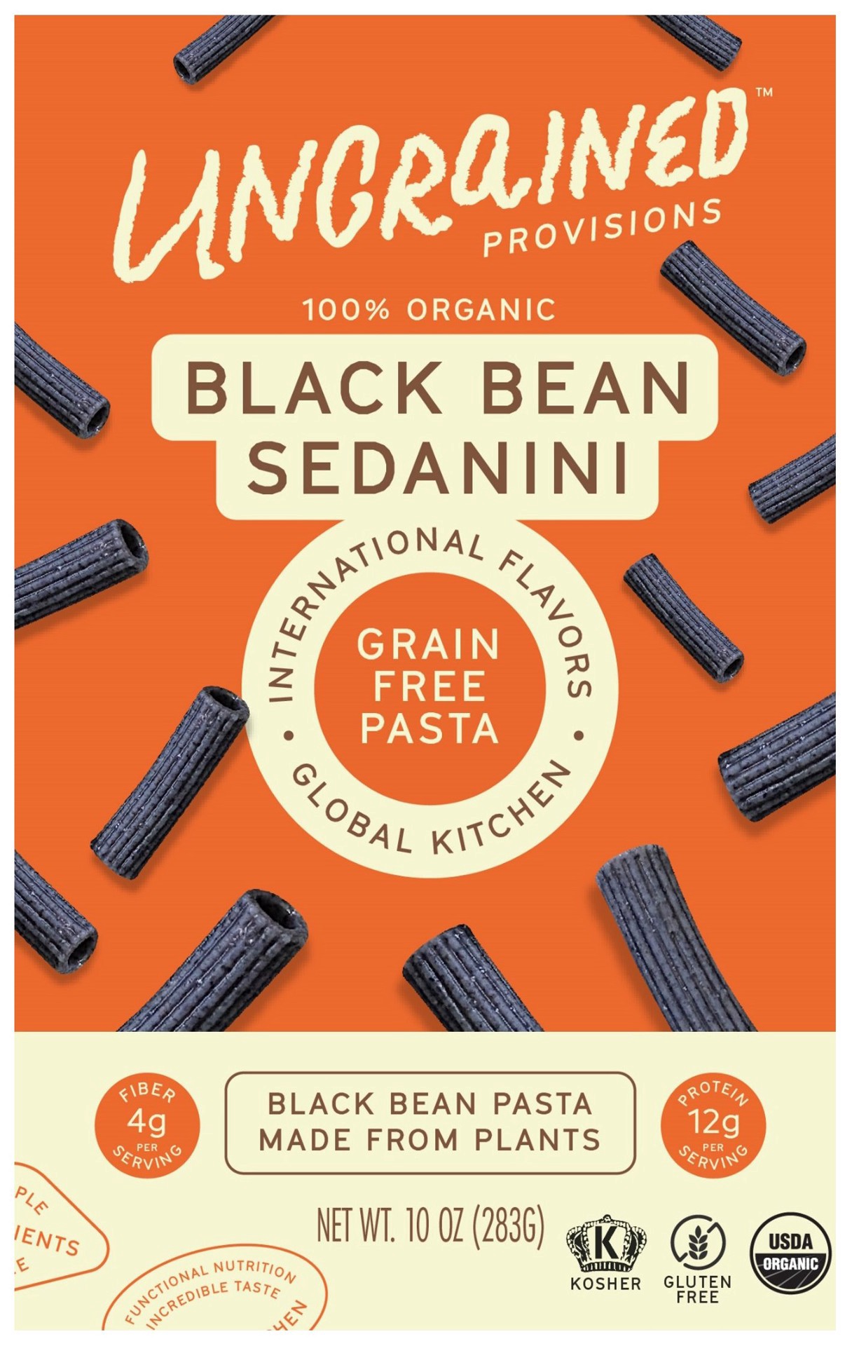 slide 1 of 1, Ungrained Provisions Black Bean Sedanini Pasta, 10 oz