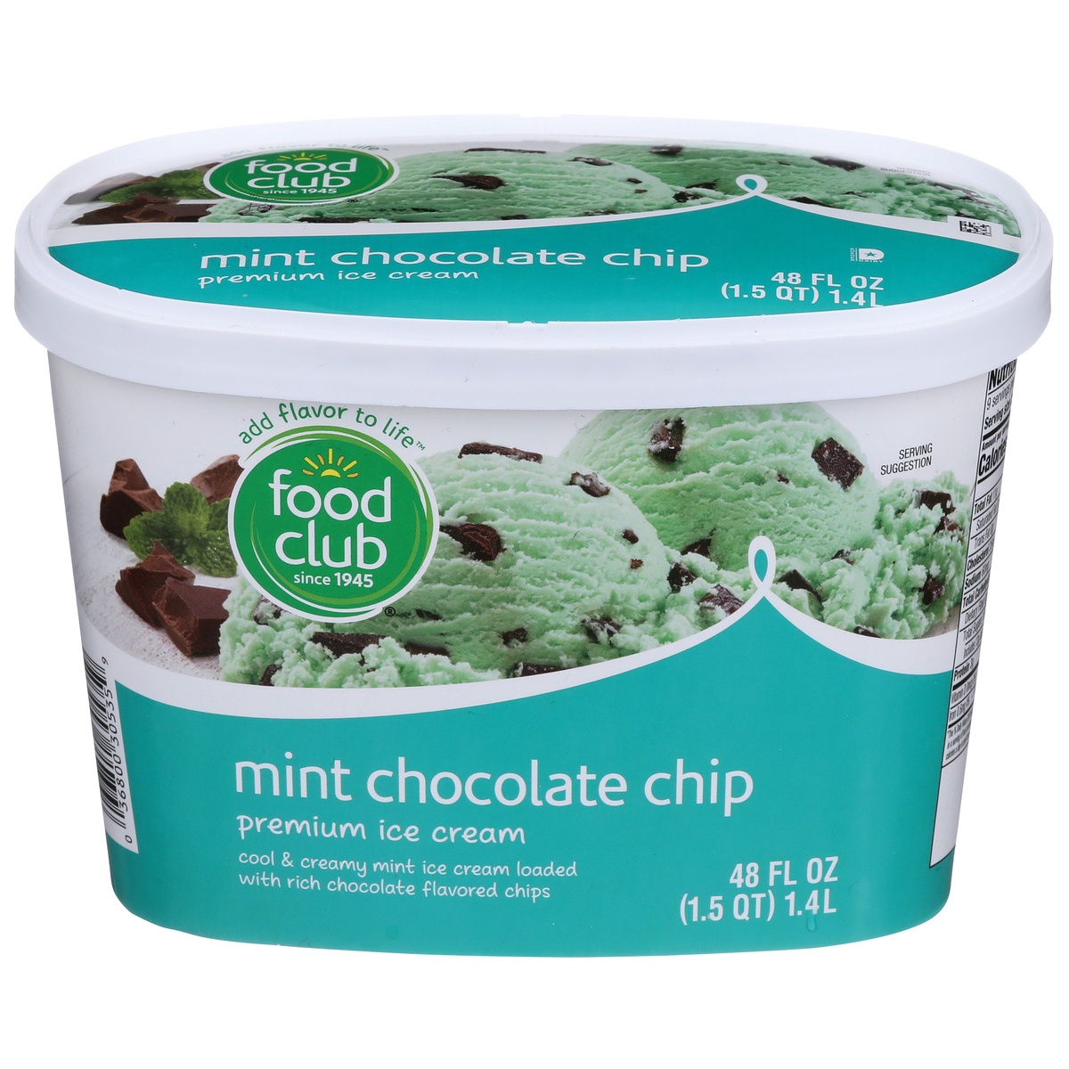 slide 1 of 1, Food Club Ice Cream, Premium, Mint Chocolate Chip, 48 oz
