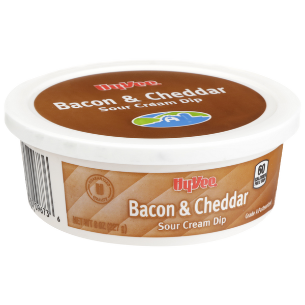 slide 1 of 1, Hy-vee Bacon & Cheddar Sour Cream Dip, 8 oz