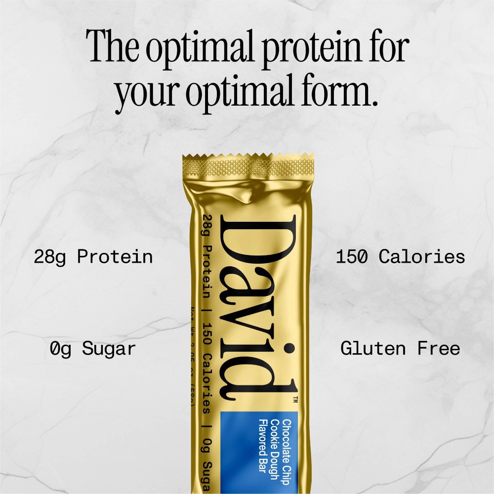 slide 5 of 6, David™ Chocolate Chip Cookie Dough Protein Bar, 12 bars / 2.05 oz