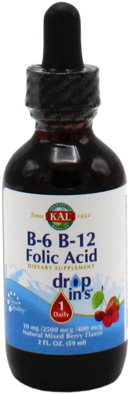 slide 1 of 1, Kal B-6 B-12 Folic Acid DropIns, 2 oz
