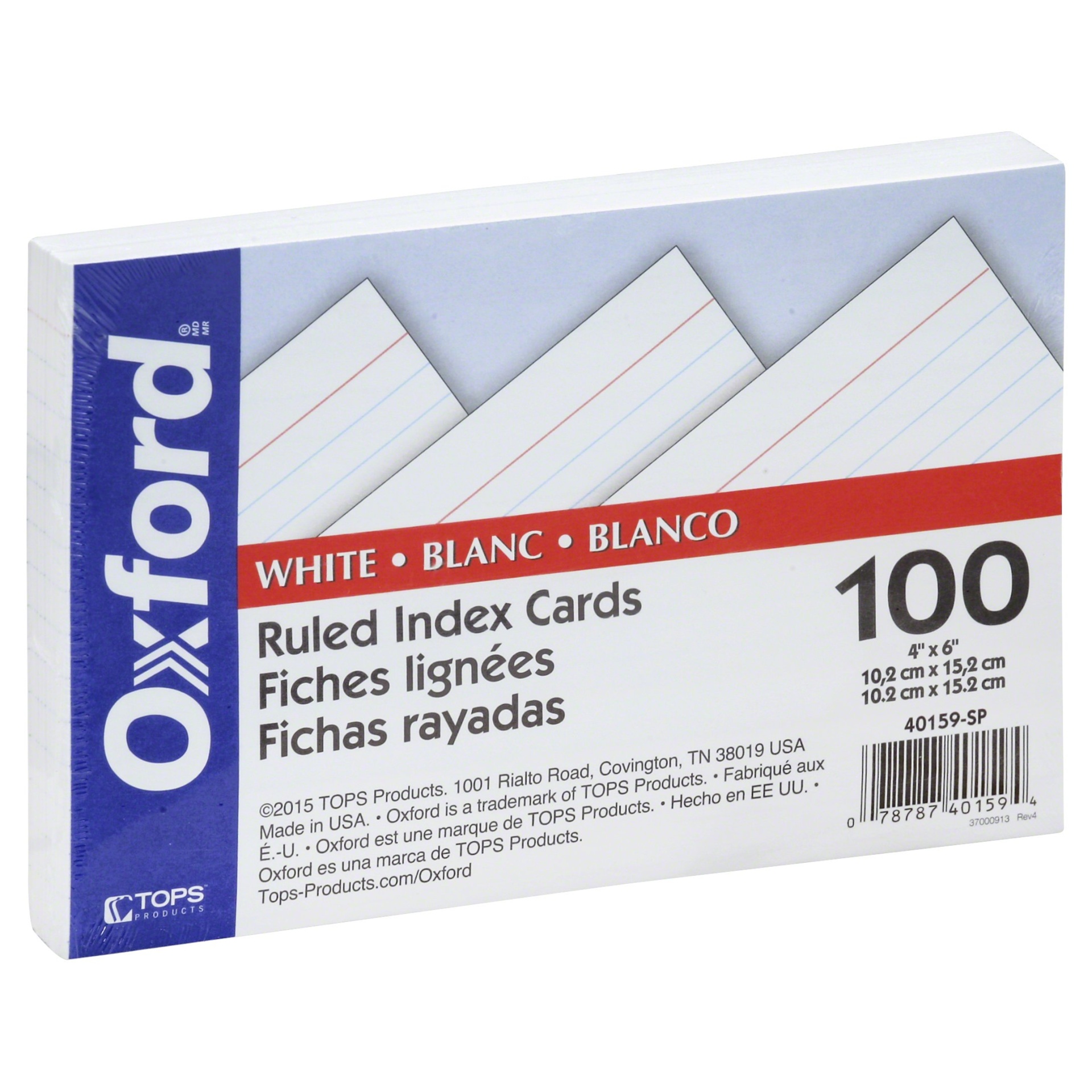 slide 1 of 1, Oxford Ruled Index Cards, 100 ct; 4 in x 6 in