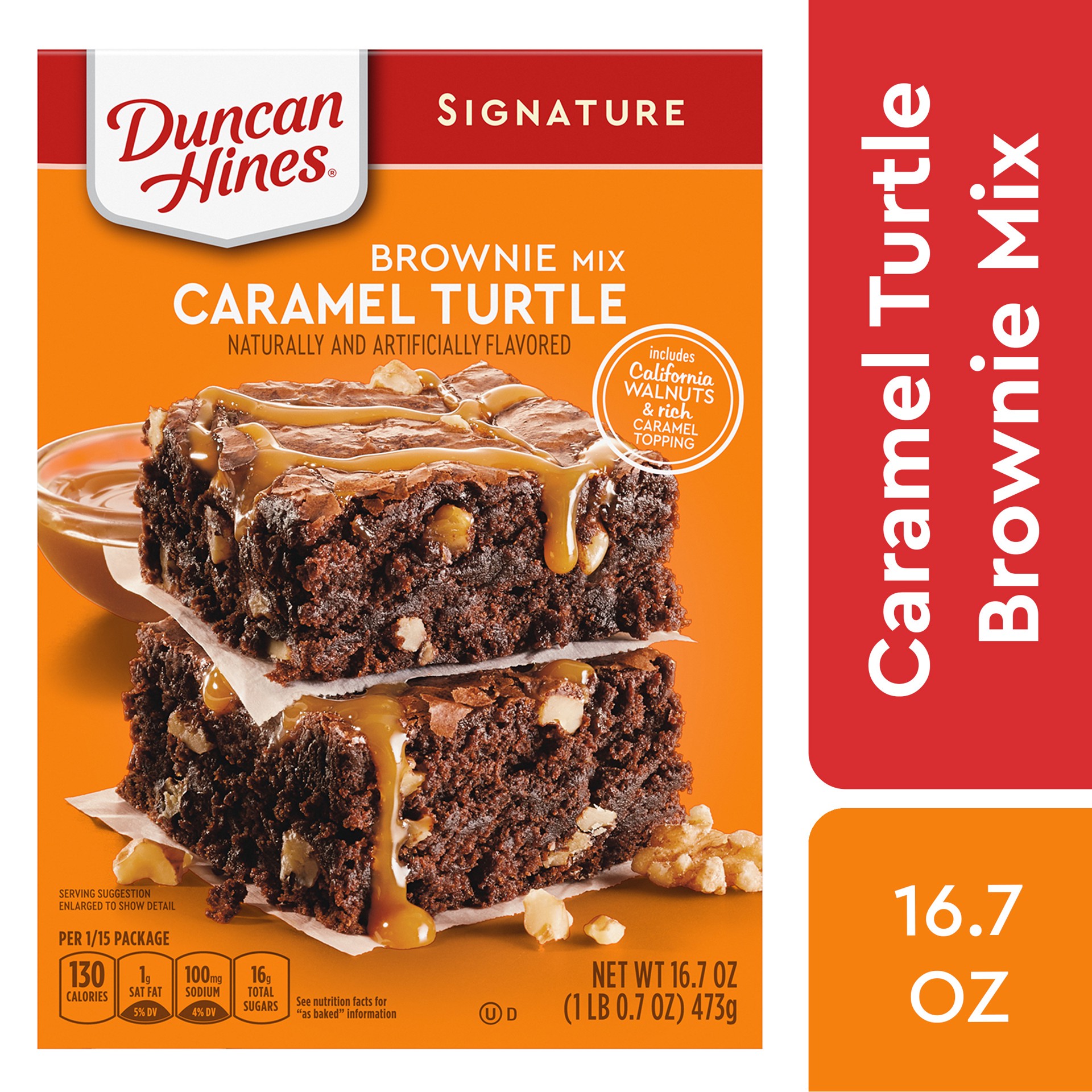 slide 1 of 5, Duncan Hines Signature Caramel Turtle Brownie Mix 16.7 oz, 16.7 oz