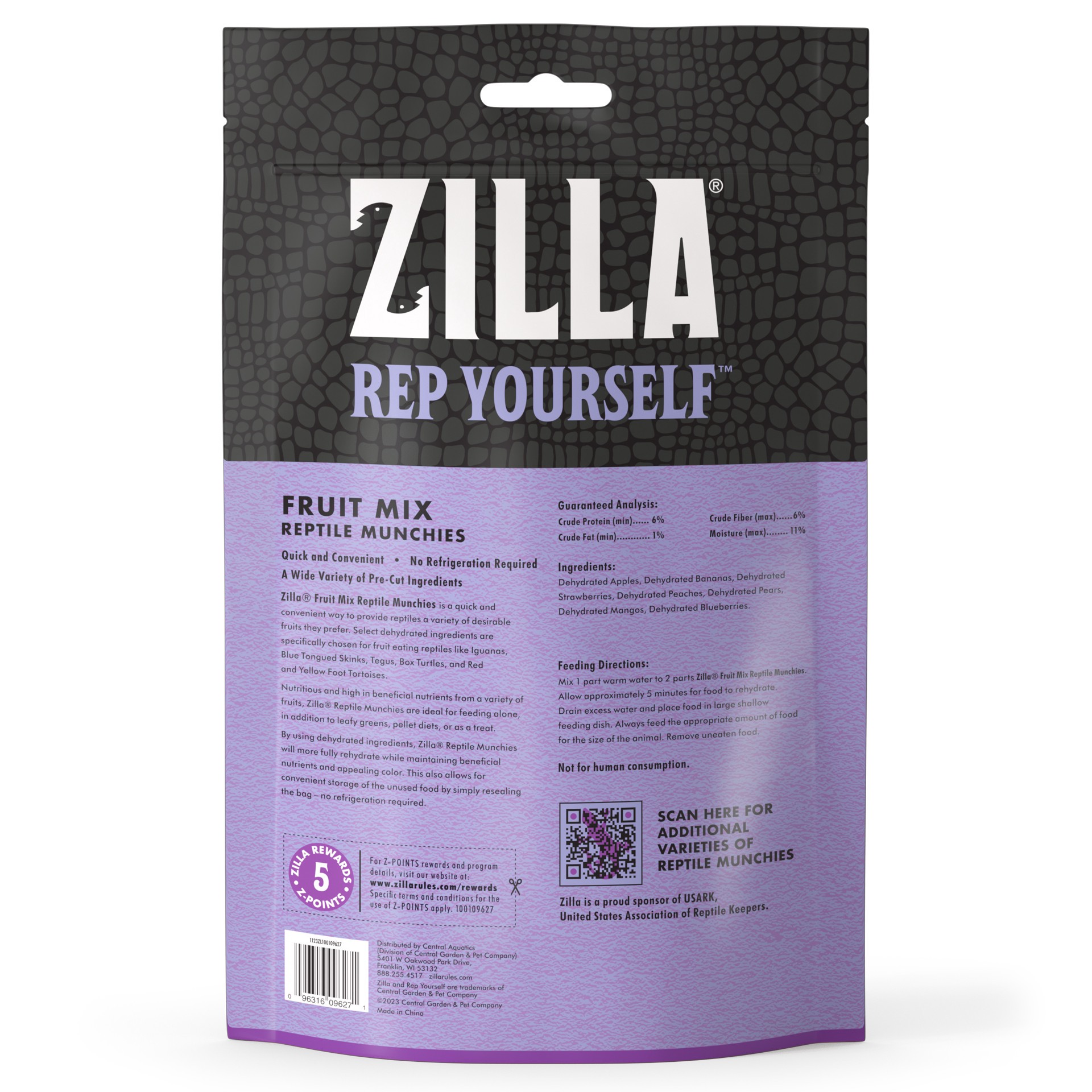 slide 4 of 7, Zilla Reptile Munchies Fruit Mix Black 2.5 Ounces, 1 ct