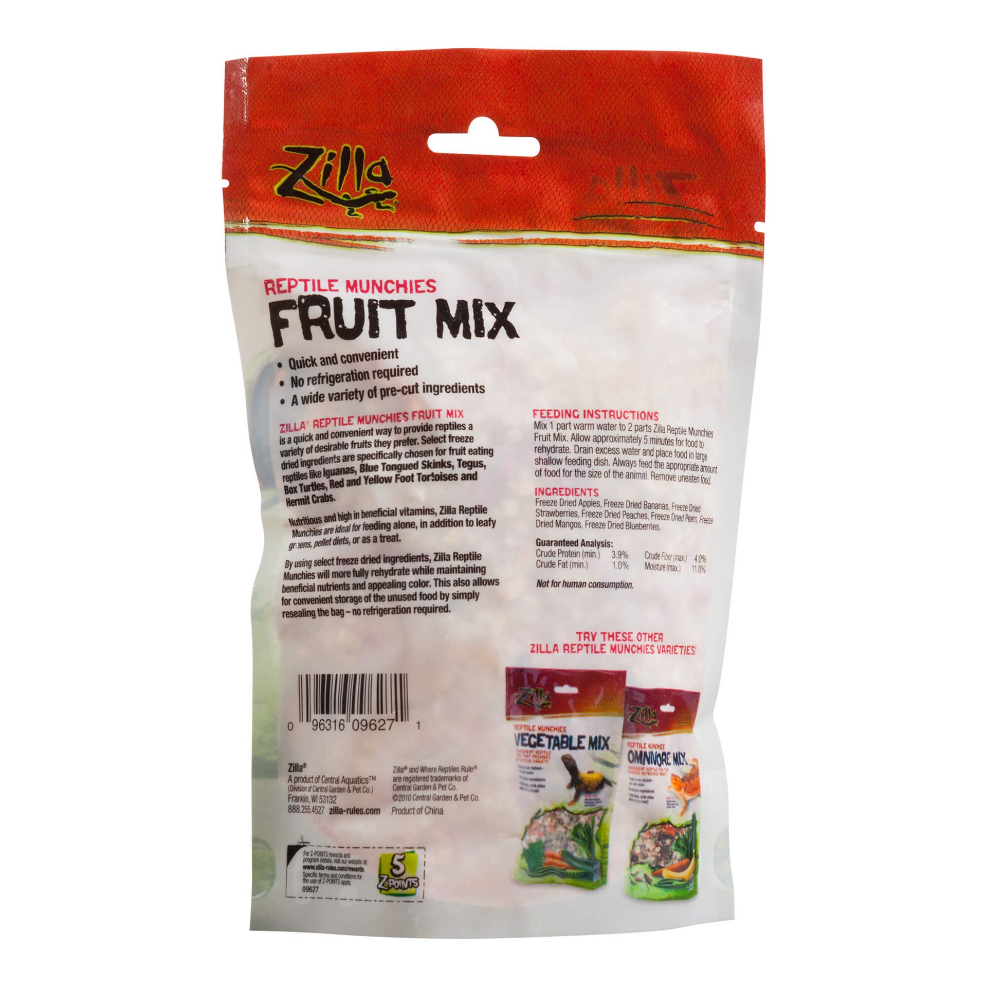 slide 5 of 7, Zilla Reptile Munchies Fruit Mix Black 2.5 Ounces, 1 ct