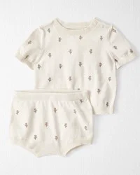 Littleplanet Baby 2-Piece Organic Cotton Floral-Print Sweater Set Sweet Cream 24M