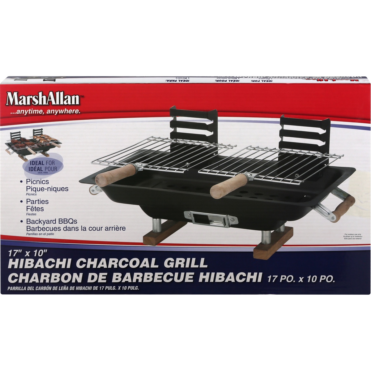 slide 1 of 1, MarshAllan Century Steel Charcoal Hibachi with Cast Iron Grill Grids, 1 ct