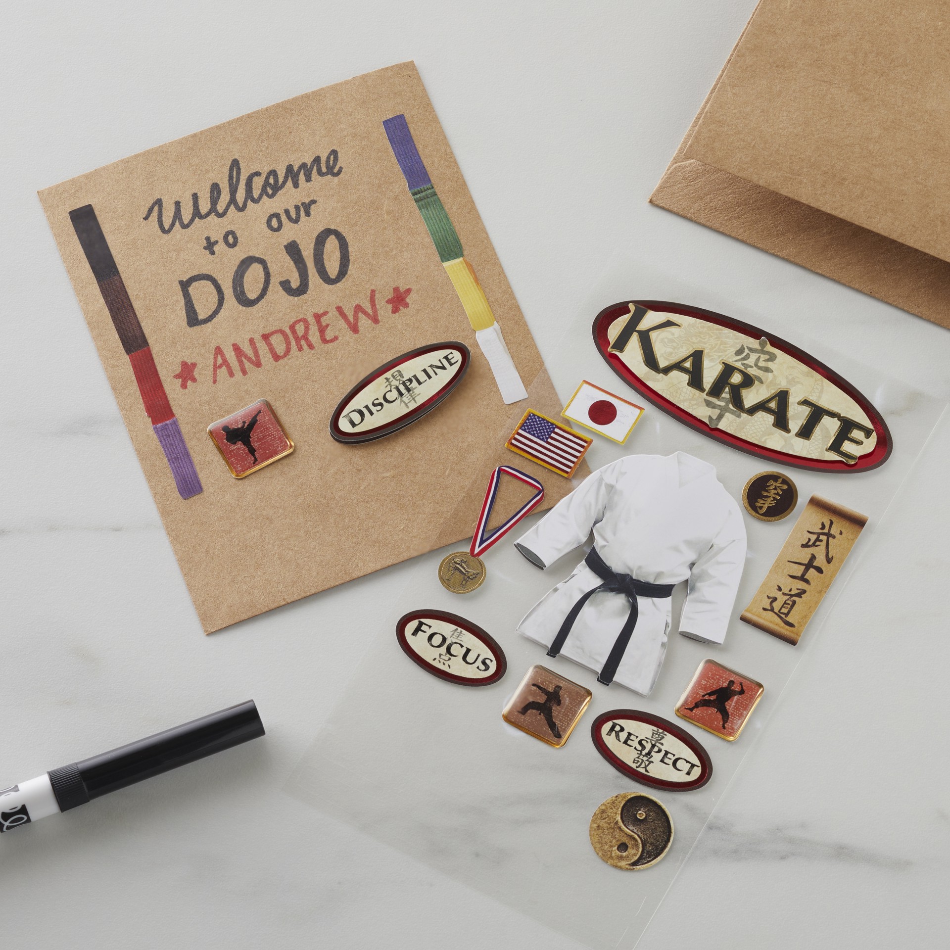 slide 3 of 6, Karate Stickers By Recollections, 3.875 in x 6.875 in