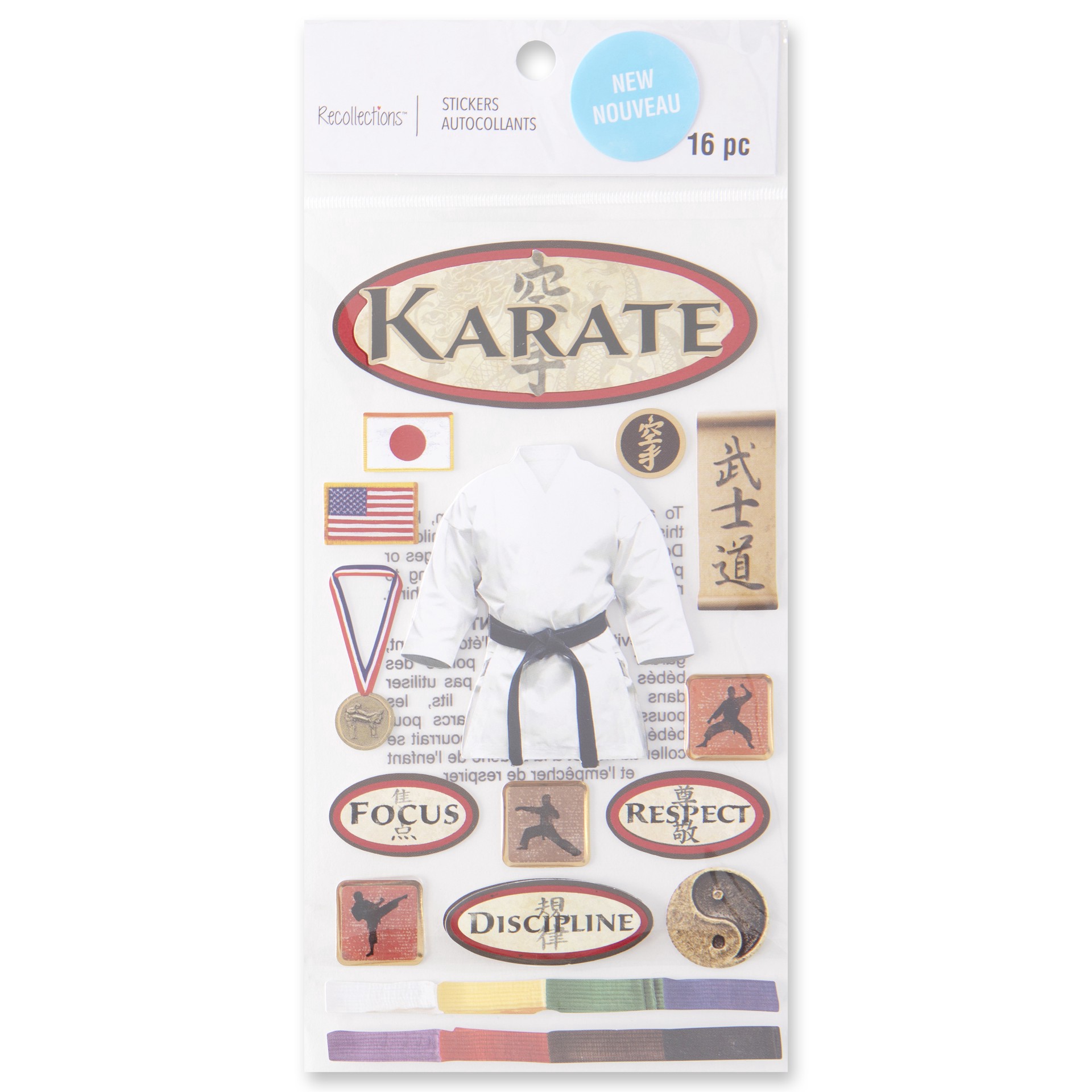 slide 4 of 6, Karate Stickers By Recollections, 3.875 in x 6.875 in