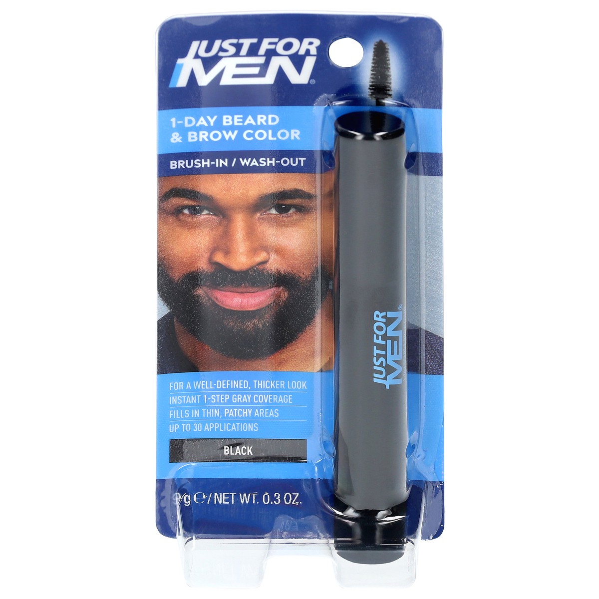 slide 1 of 9, Just for Men 1-Day Beard & Brow Gray Coverage Color, Black, 0.3 fl oz, 0.3 fl oz