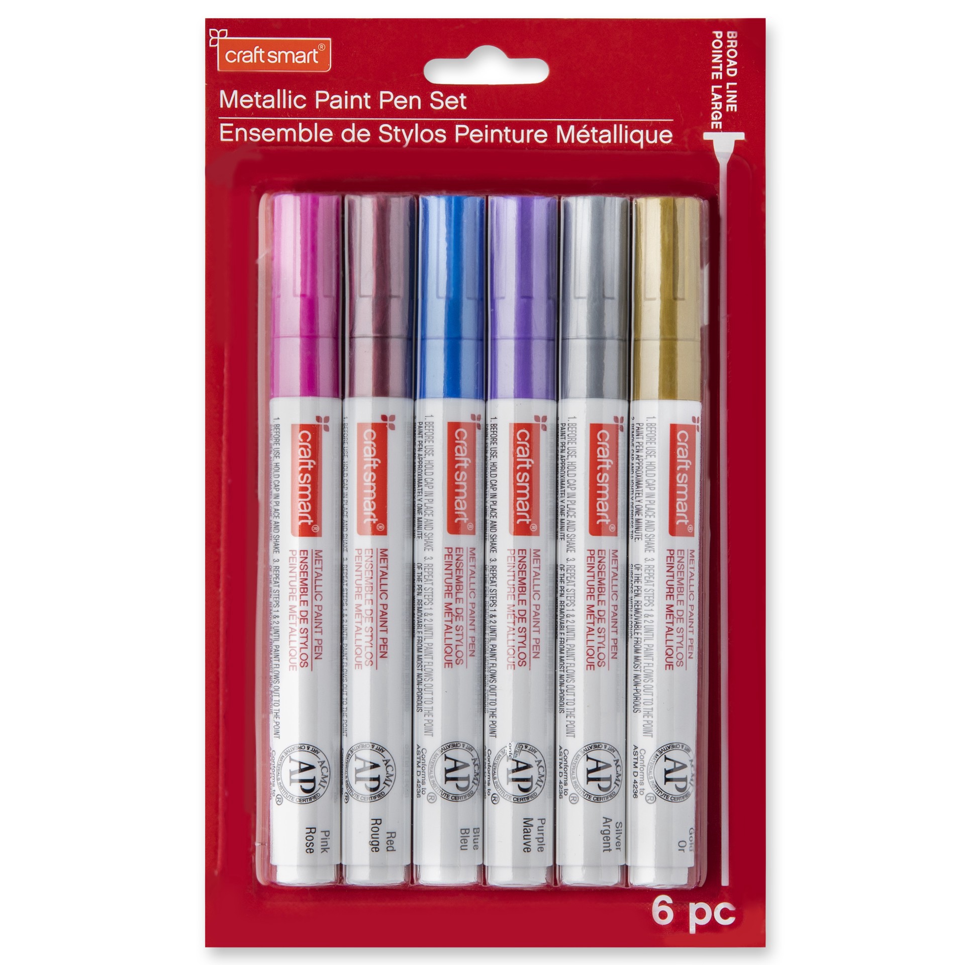 slide 4 of 4, 6 Color Metallic Medium Paint Pen Set By Craft Smart, 1 ct