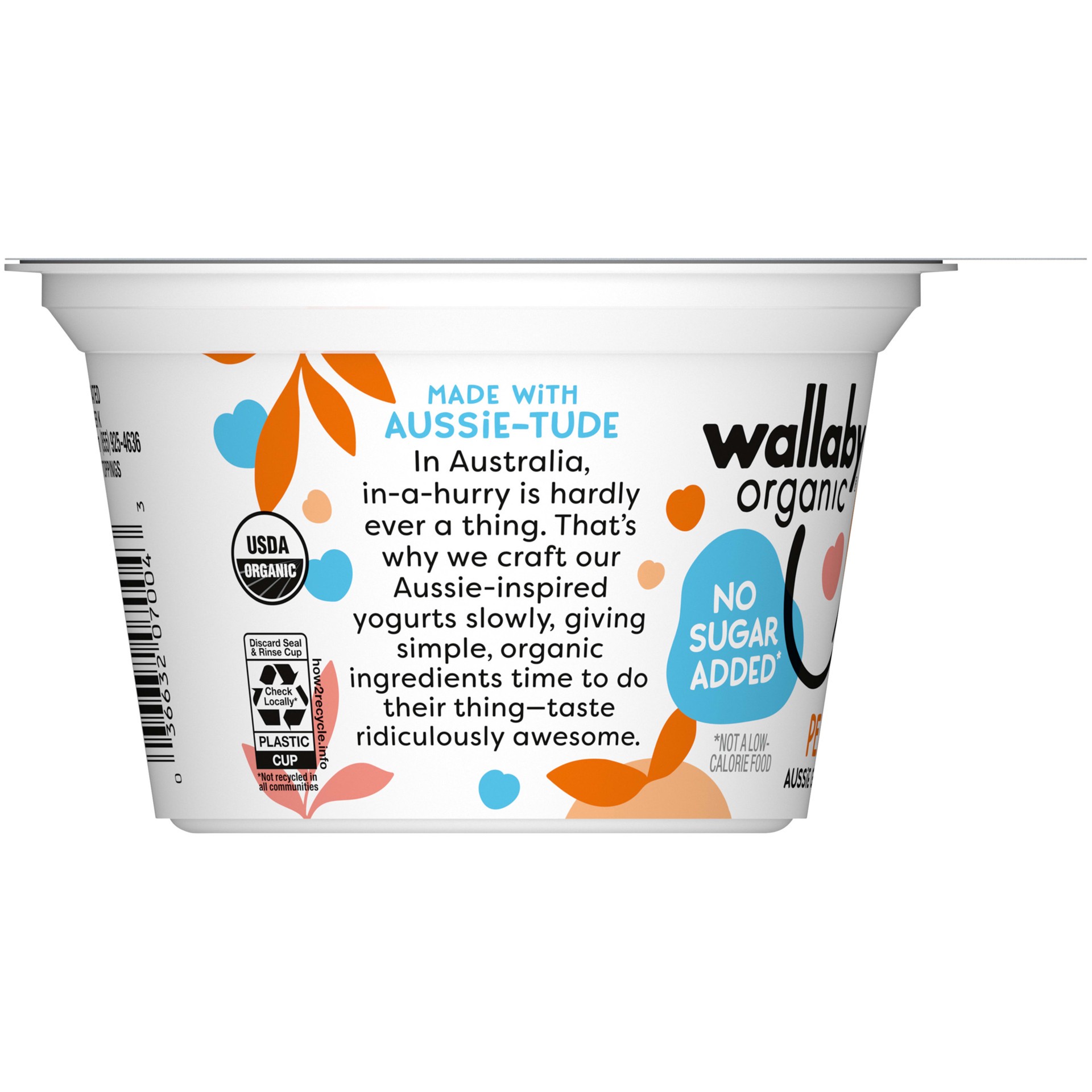 slide 5 of 9, Wallaby Organic Aussie Greek Yogurt, No Sugar Added, Peach, 5.3 oz. USDA Organic, 5.3 oz