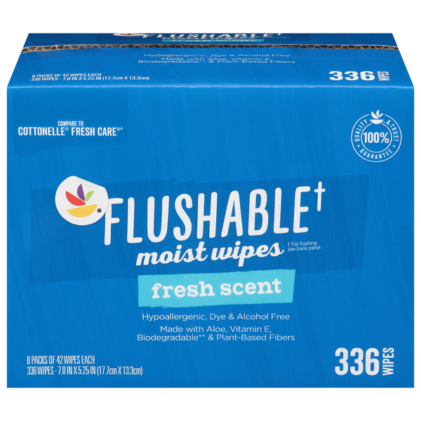 slide 1 of 1, Giant Flushable Moist Wipes Fresh Scent 42 ct ea - 8 pk, 42 ct; 336 ct
