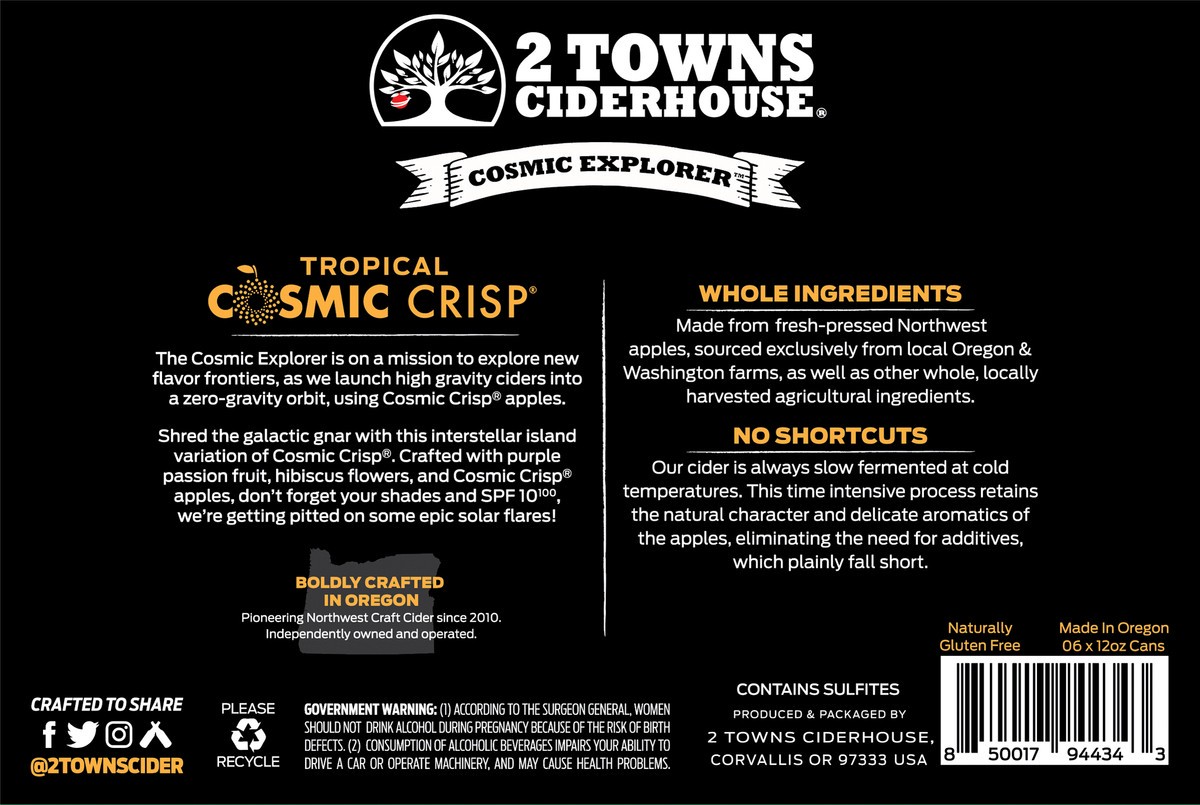 slide 6 of 9, 2 Towns Ciderhouse Cosmic Crisp Imperial Passion Fruit Hard Cider, 6 ct; 12 fl oz