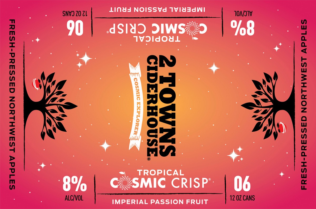 slide 7 of 9, 2 Towns Ciderhouse Cosmic Crisp Imperial Passion Fruit Hard Cider, 6 ct; 12 fl oz