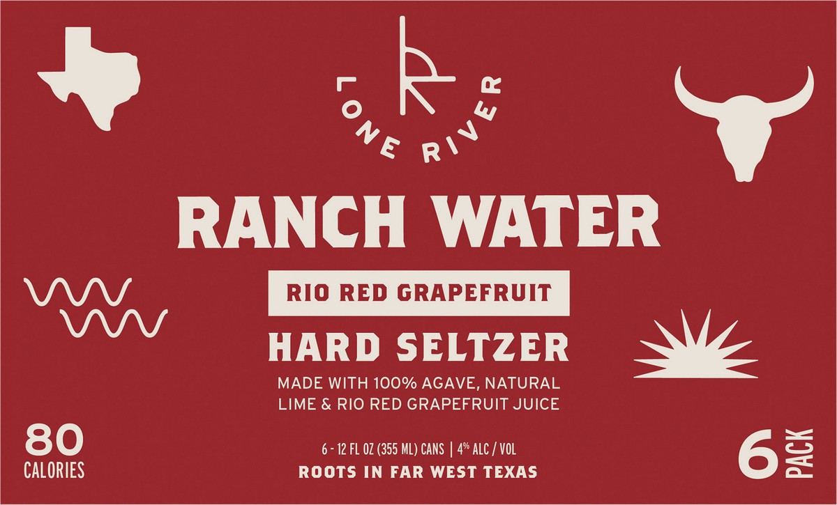 slide 7 of 11, Lone River Ranch Water Hard Seltzer Grapefruit Flavor 6 Pack 12 Ounce Cans, 72 oz