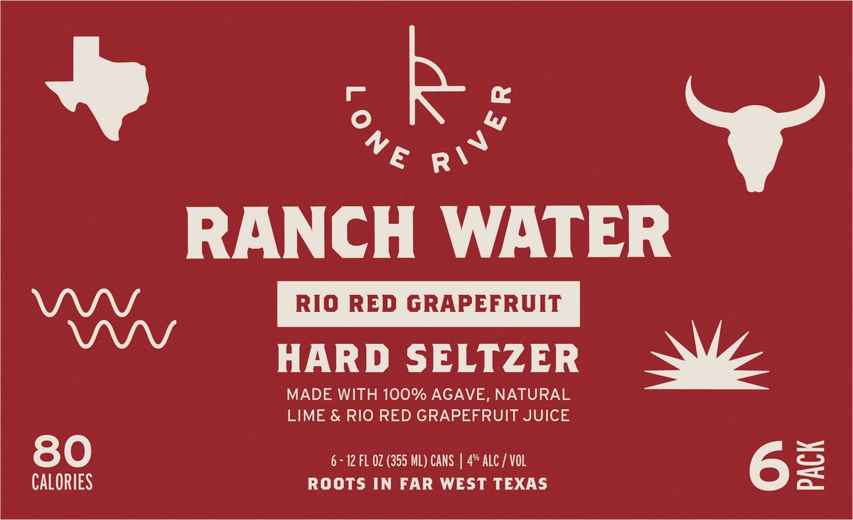 slide 6 of 11, Lone River Ranch Water Hard Seltzer Grapefruit Flavor 6 Pack 12 Ounce Cans, 72 oz