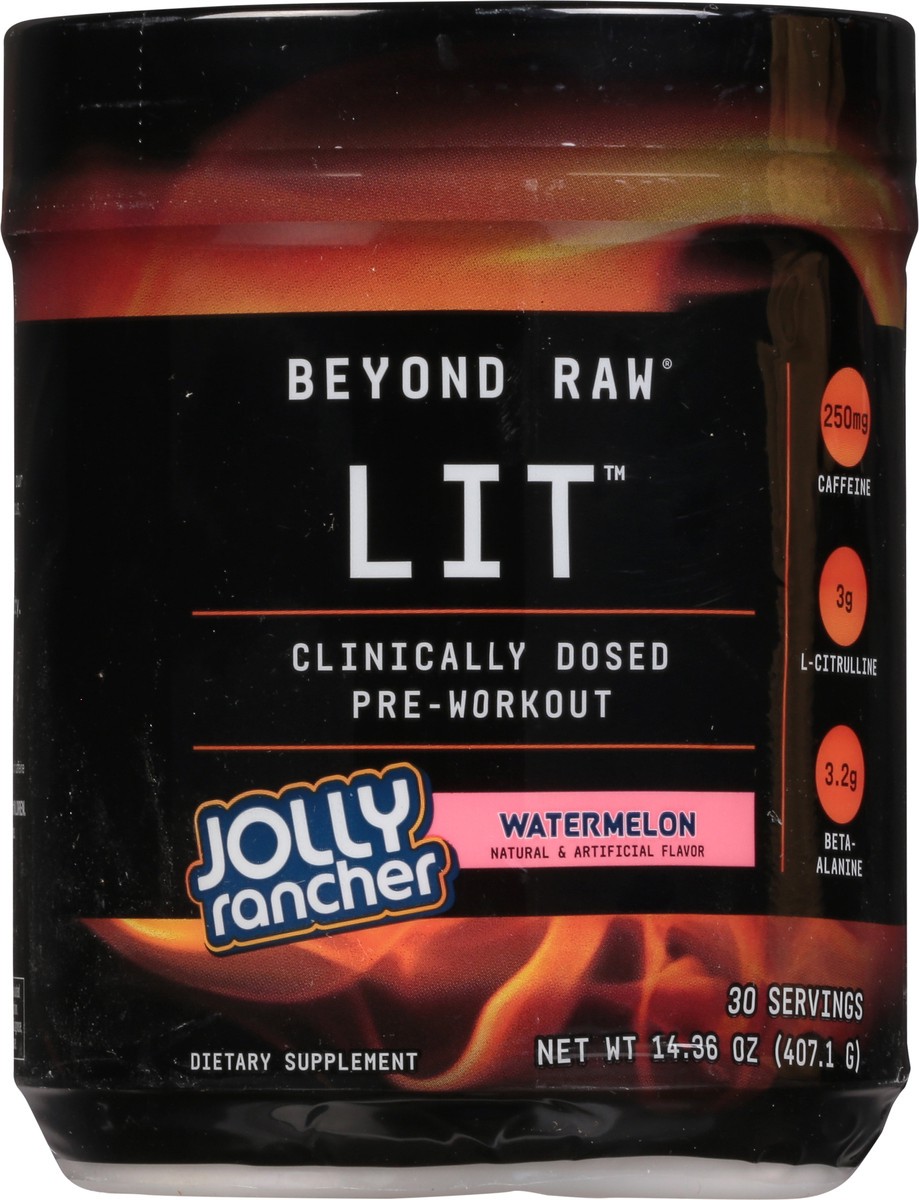 slide 6 of 9, Beyond Raw LIT Watermelon Pre-Workout 14.36 oz, 14.36 oz