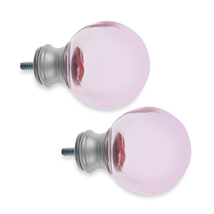 slide 1 of 1, Cambria My Room Ball Finial - Pink Glass and Brushed Nickel, 2 ct