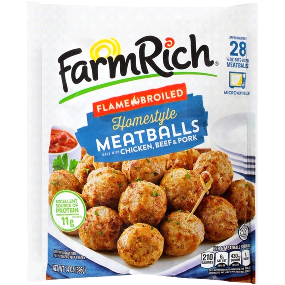 slide 1 of 6, Farm Rich Meatballs 14 oz, 14 oz