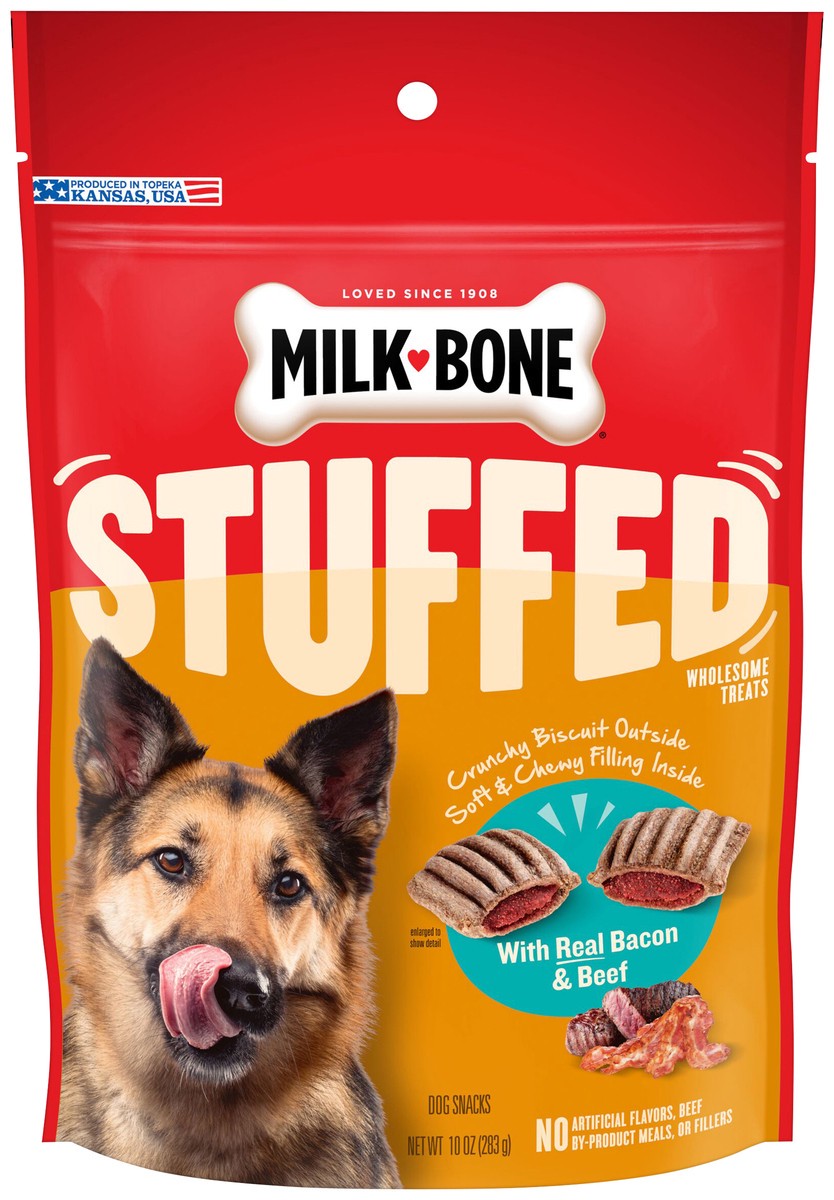 slide 1 of 8, Milk-Bone Dog Treat, Bacon & Beef, 10 oz