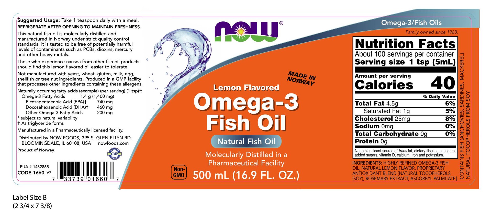 slide 2 of 3, NOW Omega-3 Fish Oil - 16.9 fl. oz., 17 fl oz