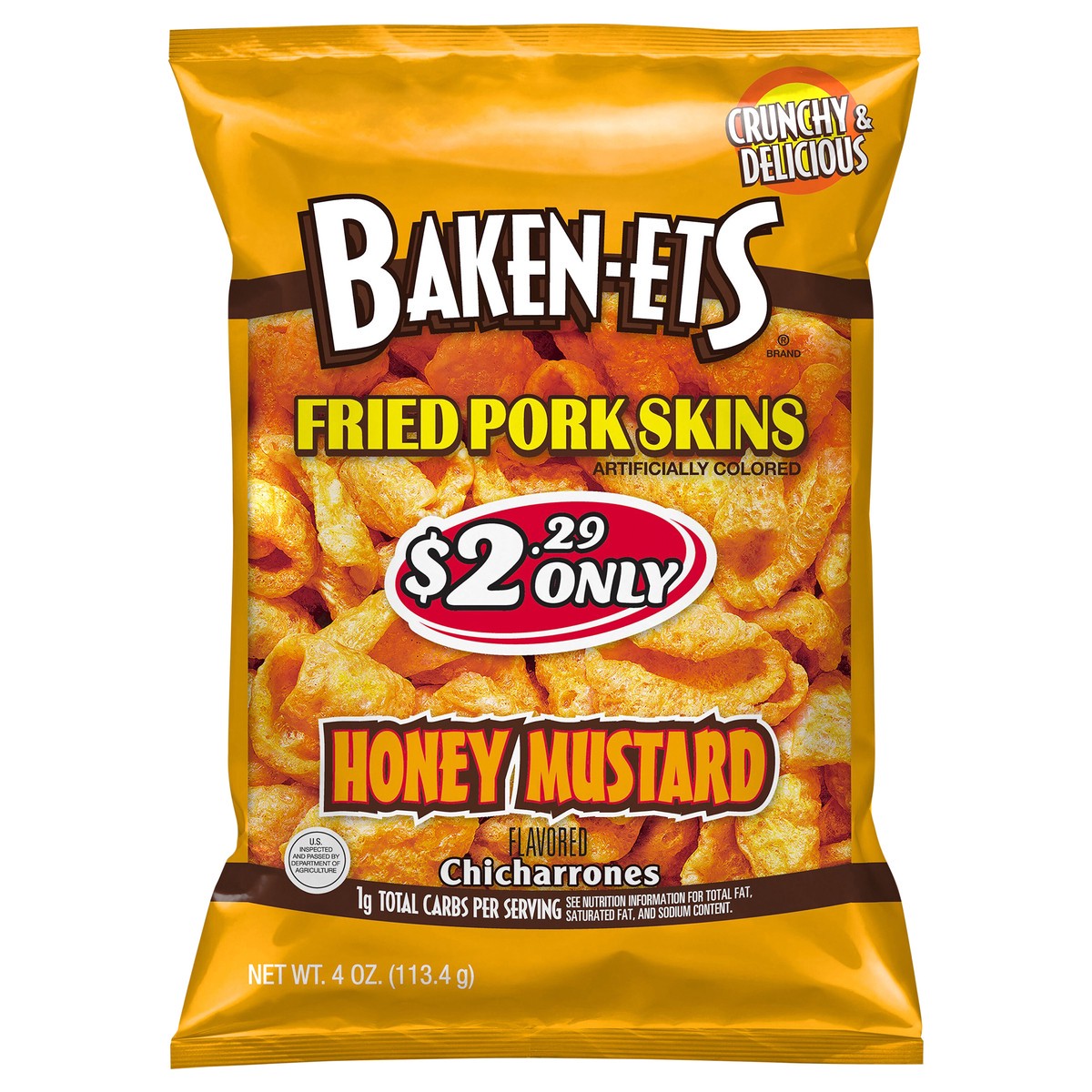 slide 6 of 8, Baken-ets Chicharrones Fried Pork Skins Honey Mustard Flavored 4 Oz, 4 oz