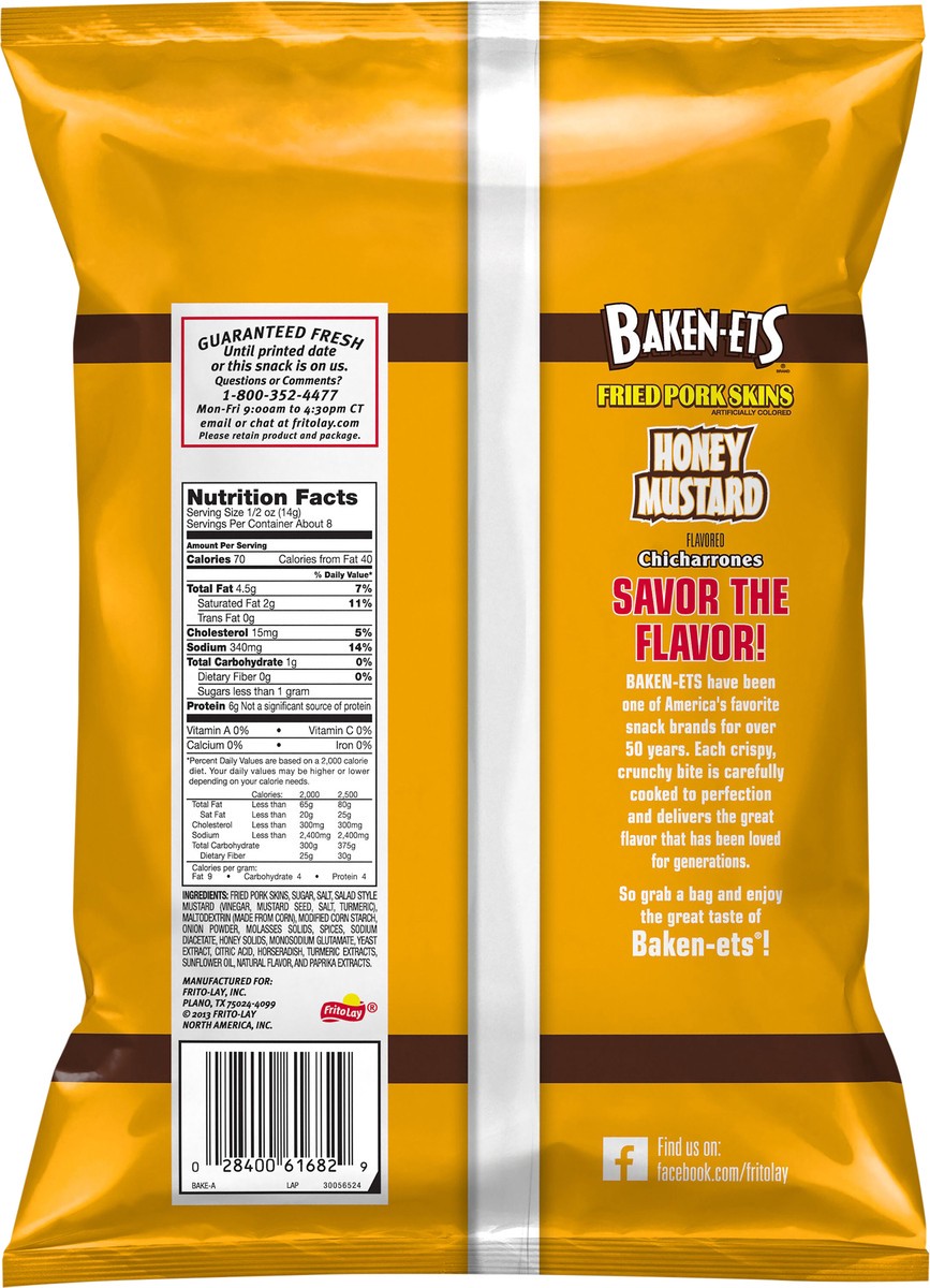 slide 8 of 8, Baken-ets Chicharrones Fried Pork Skins Honey Mustard Flavored 4 Oz, 4 oz