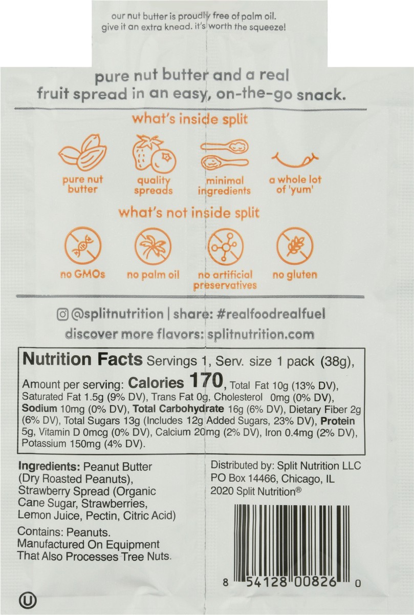 slide 9 of 13, Split Peanut Butter/Strawberry Spread 1.34 oz, 1.34 oz