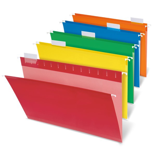 slide 2 of 3, Office Depot® Brand Hanging Folders, 1/5 Cut, 15-3/4"" x 9-3/8"", Legal Size, Assorted Primary Colors, Box Of 25, 25 ct